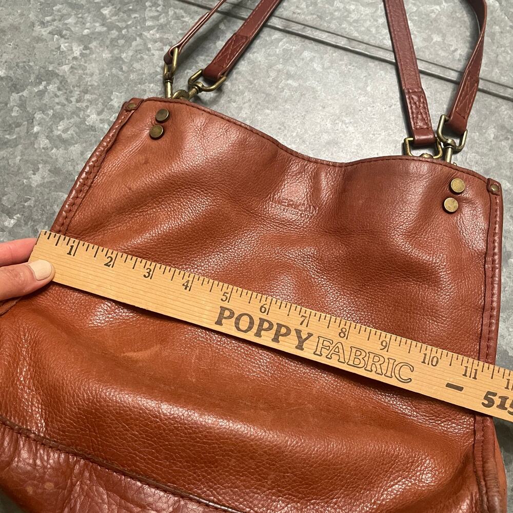 American Leather Co Triple Entry Satchel Brown Purse Bag Genuine Boho Minimalist - Picture 13 of 16